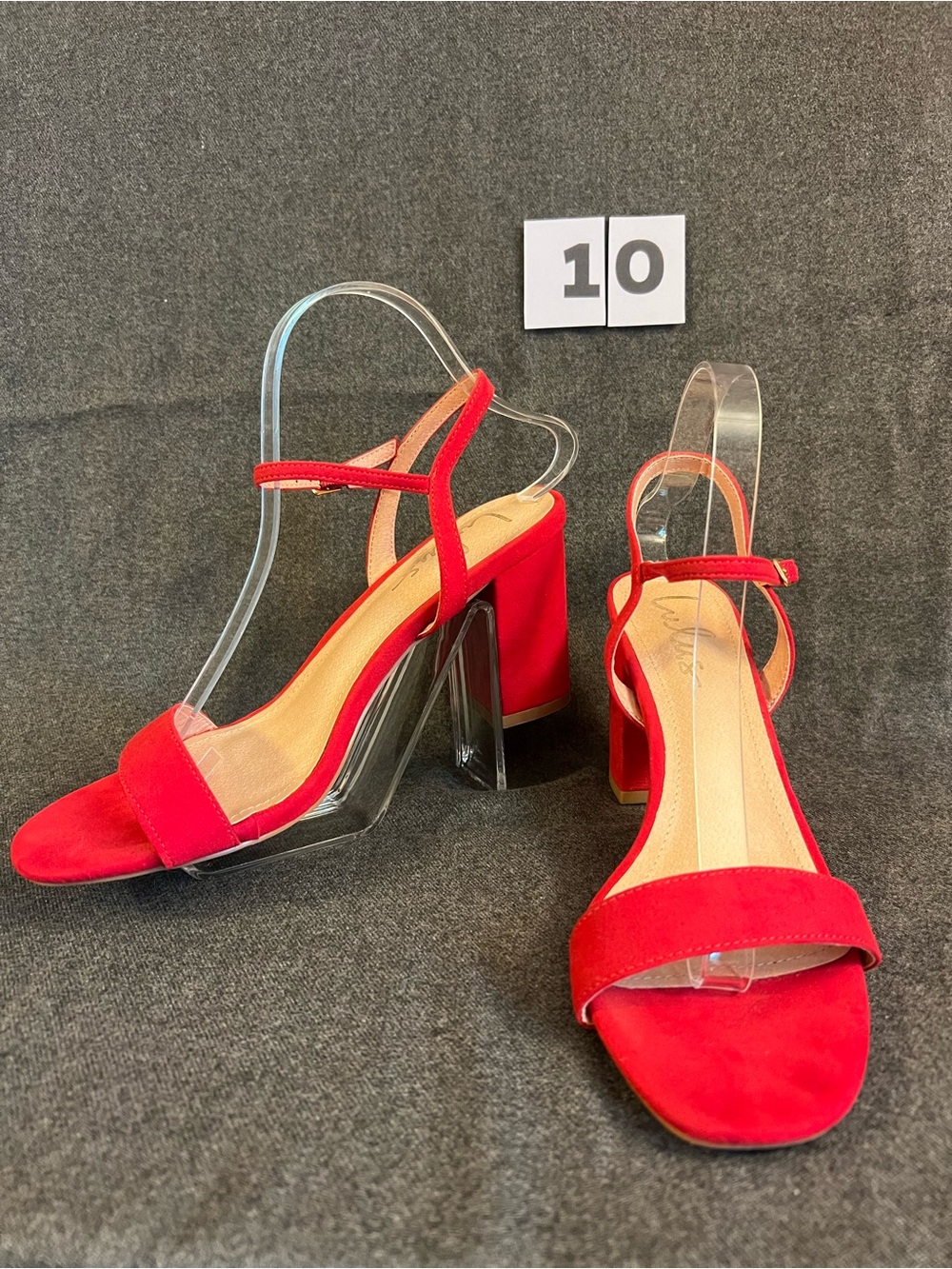 Lulu's Red Block Heel Slingback Sandals